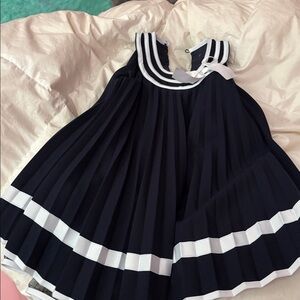 Bonnie Jean Navy Dress with White Accents